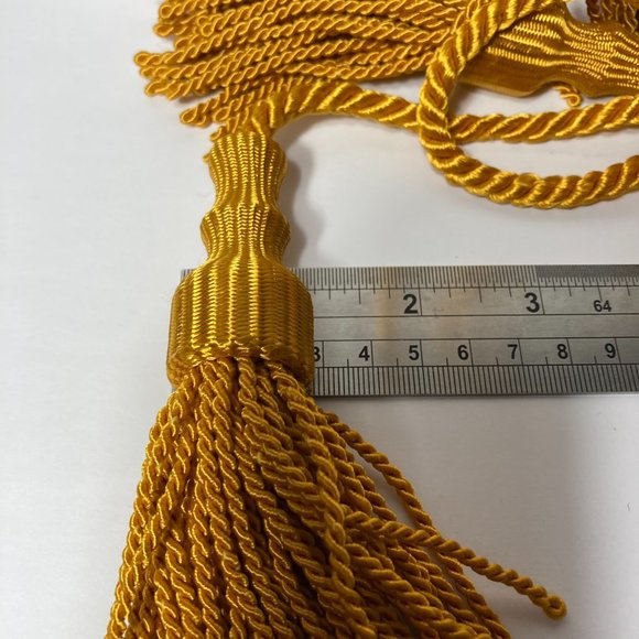 Bullion Gold Drapery Curtain Chair Tie Back 108 Spread Rope 5" Tassel Set of 4 - Picture 7 of 14